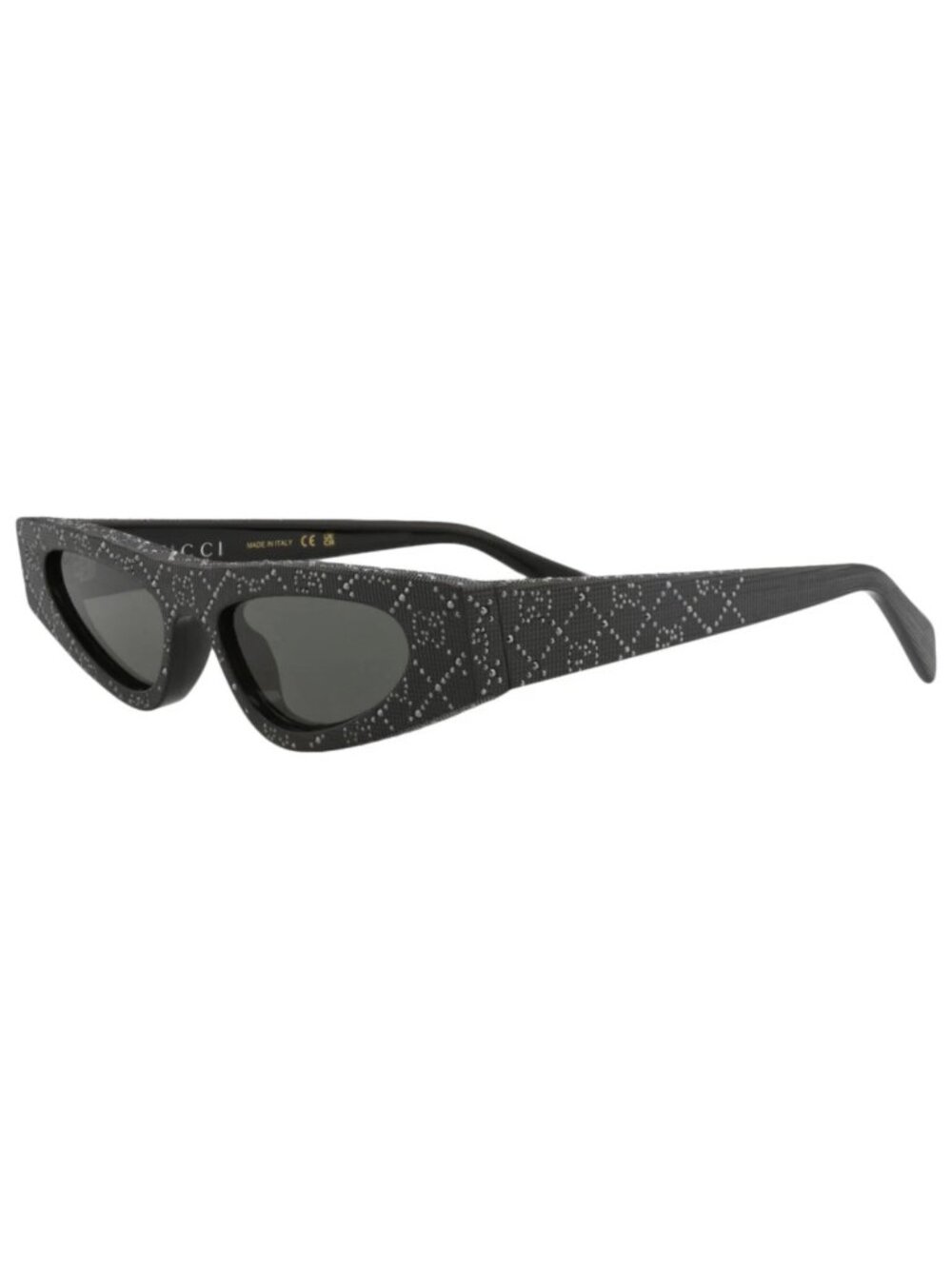 New Gucci Women's Sunglasses Cat Eye Recycled Acetate Frame Black Black Grey
